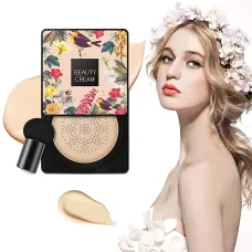 Кушон Houmai Beauty Cream Concealer, спонж с bb крем-пудрой светлый бежевый