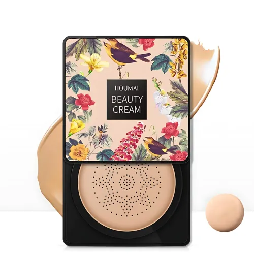 Кушон Houmai Beauty Cream Concealer, спонж с bb крем-пудрой светлый бежевый - фото 10