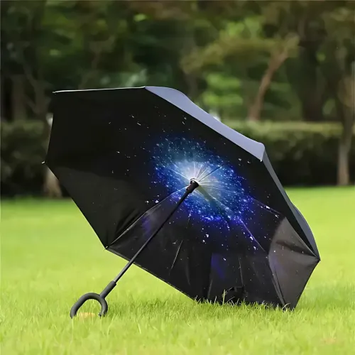 Зонтик обратной сборки up-brella космос, зонт от дождя и солнца Звездное небо с длинной ручкой - фото 18