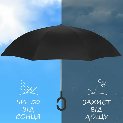 Зонтик обратной сборки up-brella космос, зонт от дождя и солнца Звездное небо с длинной ручкой - фото 14