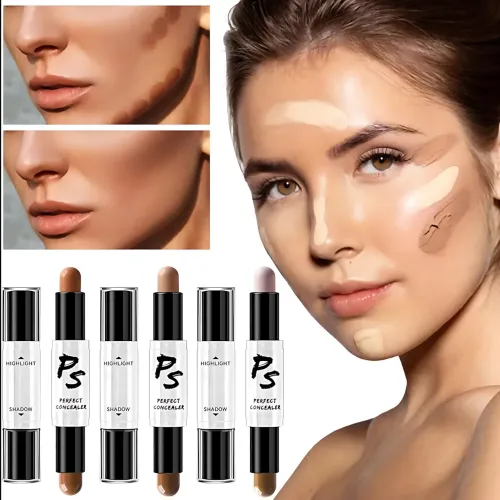 Хайлайтеры для лица Highlight Stick 2в1, двухцветный консилер в стике для контуринга - фото 8