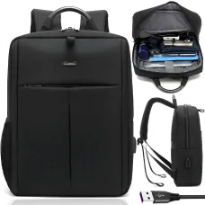 Рюкзак для ноутбука с USB-портом для зарядки, школьная сумка большого объема для студента, полиэстер