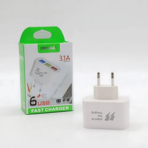 Зарядное устройство USB на 6 портов, ORIGINAL, максимальный ток на выходе 3.1 А, с поддержкой быстрой зарядки - фото 14
