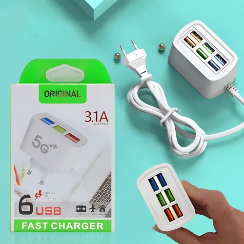 Зарядное устройство USB на 6 портов, ORIGINAL, максимальный ток на выходе 3.1 А, с поддержкой быстрой зарядки