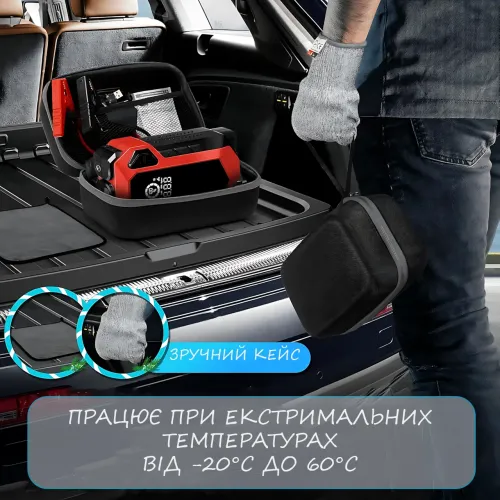 Пусковий автомобільний пристрій для акумулятора JUMP STARTER з компресором, ліхтарем і заряджанням ґаджетів - фото 8