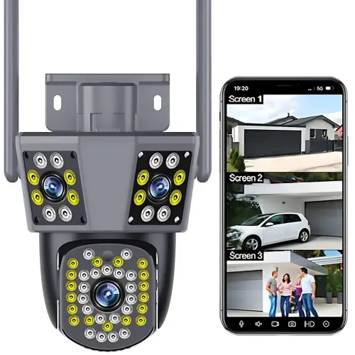 Уличная Wi-Fi камера видеонаблюдения 360°, 4MPx+4MPx+4MPx, 3 объектива, отслеживание движения, дуплекс - фото 14