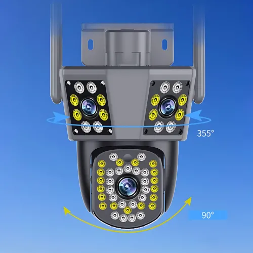 Уличная Wi-Fi камера видеонаблюдения 360°, 4MPx+4MPx+4MPx, 3 объектива, отслеживание движения, дуплекс - фото 4