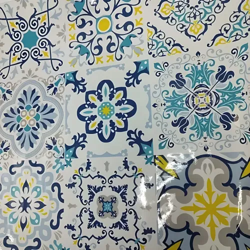Самоклеящаяся кухонная ПВХ-пленка для поверхностей, восточный орнамент, синий, 3 M х 0.60 M - фото 4