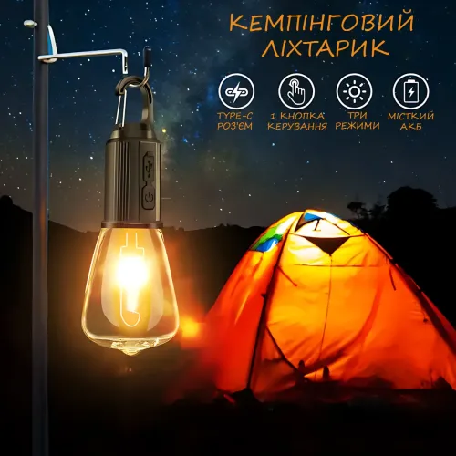 Лампочка с аккумулятором BL HK 169C, наружный перезаряжаемый светодиодный вольфрамовый светильник, type c - фото 8