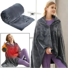 Плед с подогревом 45-55 градусов, согревающее электро одеяло пончо Electric Heating Shawl Blanket, порт USB
