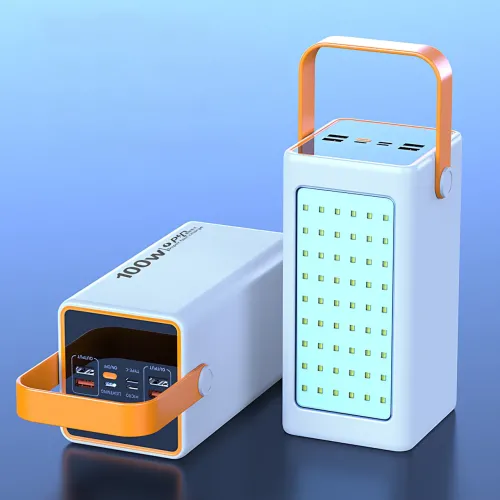 Power Bank 100 000 MAH, портативное зарядное YM-655 с быстрой зарядкой, 4 USB и ярким фонарем, белый - фото 9