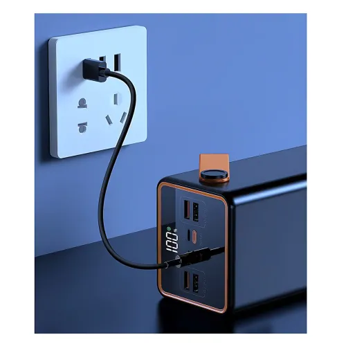 Power Bank 100 000 MAH, портативное зарядное YM-655 с быстрой зарядкой, 4 USB и ярким фонарем, белый - фото 8