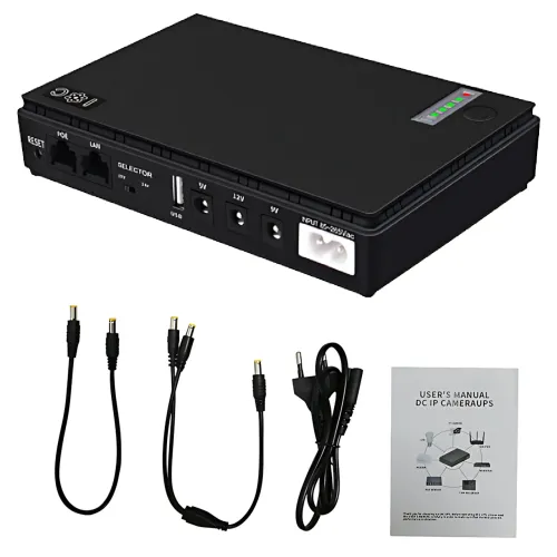 Источник бесперебойного питания 10400mAh, UPS бесперебойник для роутера и медиаконвертера DC1018P 18Вт 5/9/12В - фото 10