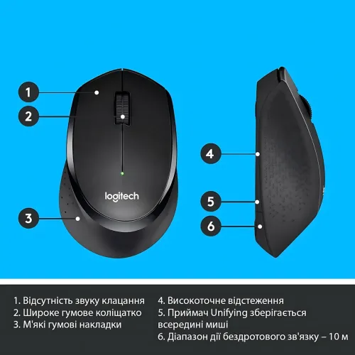 Беспроводная мышь Logitech M275, 1000 DPI, 2.4 ГГц, 10 м радиус действия, черный - фото 7
