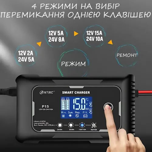 Автомобильное зарядное устройство для литиевых и свинцово-кислотных аккумуляторов HTRC, 15 A - фото 6