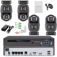Комплект видеонаблюдения IP/WiFi, набор 4 поворотные уличные камеры + регистратор с блоком питания и мышкой