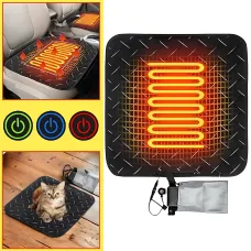 Согревающий коврик в авто, на стул, под ноги, для животных, работает от usb, три режима 38°- 65°C, 45 х 45 cm