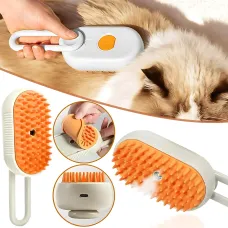 Паровая щетка-массажер 3 в 1, PET SPRAY MASSAGE BRUSH с паровым распылителем для вычесывания собак и кошек Белый