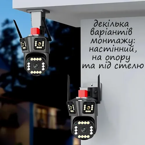 Wi-Fi камера видеонаблюдения 5K, уличная IP камера Wonsdar PW12-5K с тремя объективами и двухсторонним звуком - фото 5