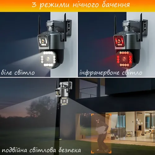 Wi-Fi камера видеонаблюдения 5K, уличная IP камера Wonsdar PW12-5K с тремя объективами и двухсторонним звуком - фото 4