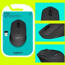 Мышка беспроводная LOGITECH M280 Comfort Plus в блистере, 1000 dpi, черный