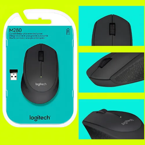 Мишка бездротова LOGITECH M280 Comfort Plus у блістері, 1000 dpi, чорний