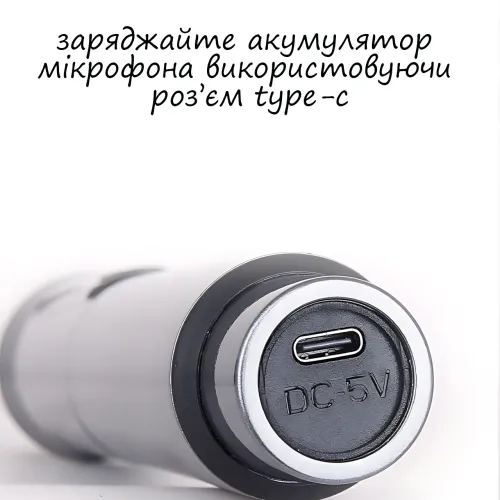 Мікрофон бездротовий із караоке, Bluetooth-мікрофон UHF TTD-M10 з дальністю дії до 50 м, сірий - фото 7