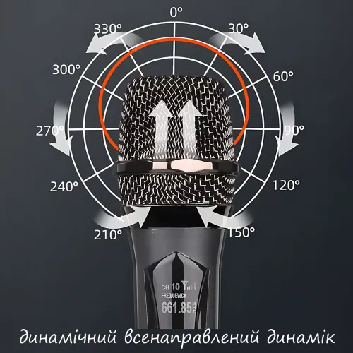 Мікрофон бездротовий із караоке, Bluetooth-мікрофон UHF TTD-M10 з дальністю дії до 50 м, сірий - фото 4