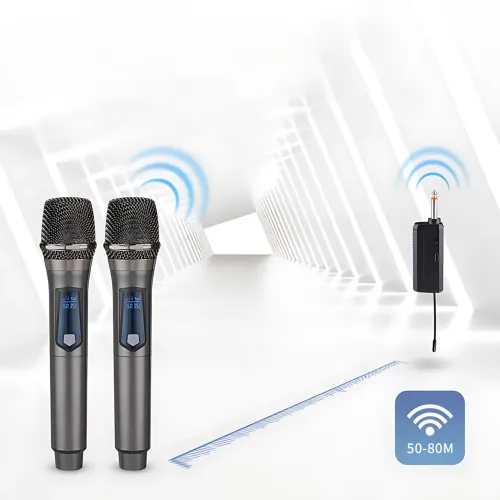 Мікрофон бездротовий із караоке, Bluetooth-мікрофон UHF TTD-M10 з дальністю дії до 50 м, сірий - фото 5
