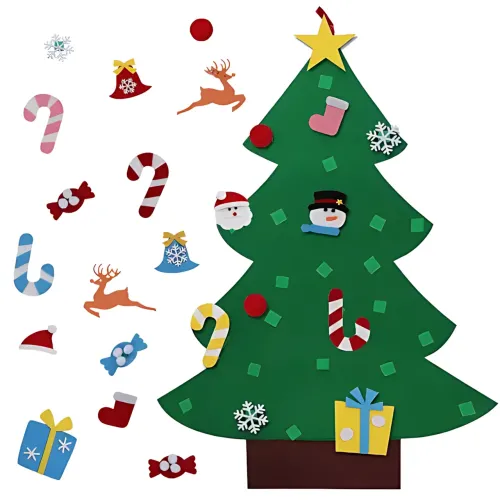 Детская елочка с игрушками Decorative Tree, декоративная настенная елка из фетра + 27 игрушек на липучке - фото 3
