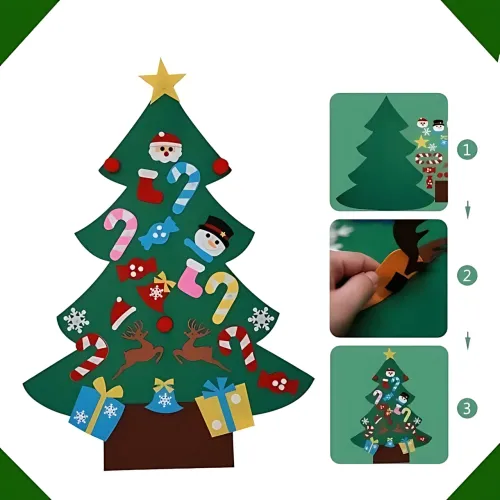 Детская елочка с игрушками Decorative Tree, декоративная настенная елка из фетра + 27 игрушек на липучке - фото 9