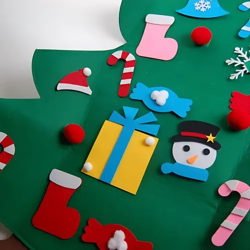 Детская елочка с игрушками Decorative Tree, декоративная настенная елка из фетра + 27 игрушек на липучке - фото 6