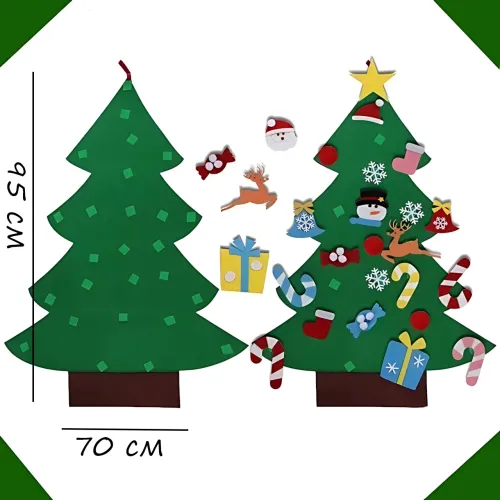 Детская елочка с игрушками Decorative Tree, декоративная настенная елка из фетра + 27 игрушек на липучке - фото 10