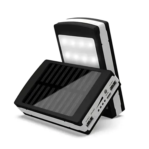 Solar Power Bank 9000 mAh, портативное зарядное устройство с фонариком, зарядка USB и от солнца - фото 2