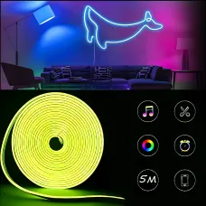 Гибкий неоновый RGB шнур, умная неоновая лента Neon Strip с управлением от телефона, водонепроницаемая, 5 м