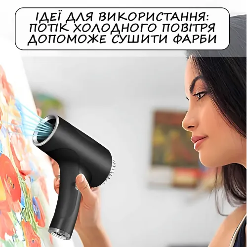 Беспроводной фен для волос Portable Hair Dryer, 2600 mAh, 500 Вт, с горячим и холодным обдувом и ионизацией Зеленый - фото 6