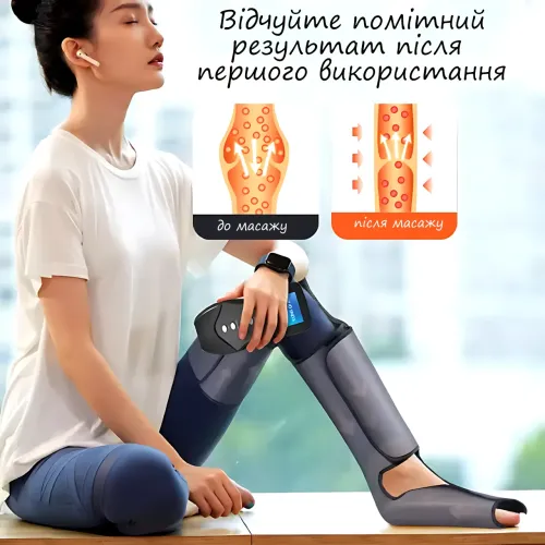 Компрессионный массажер для ног, лимфодренажный воздушный шиацу массажер с подогревом и пультом - фото 5
