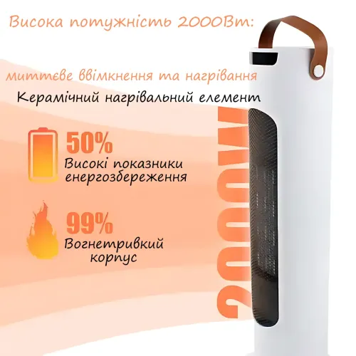 Обогреватель напольный керамический Tower Heat, тепловой вентилятор 2000Вт НФ-00008903 с пультом - фото 6