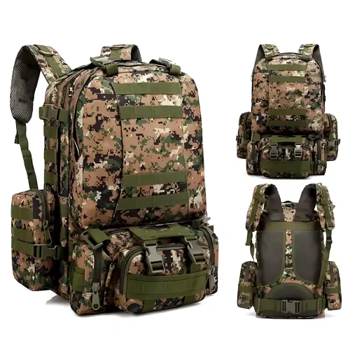 Тактический рюкзак с подсумками B08, туристический военный рюкзак molle 55 л, 55х40х25 см, пиксель оксфорд - фото 3