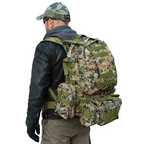 Тактический рюкзак с подсумками B08, туристический военный рюкзак molle 55 л, 55х40х25 см, пиксель оксфорд - фото 9