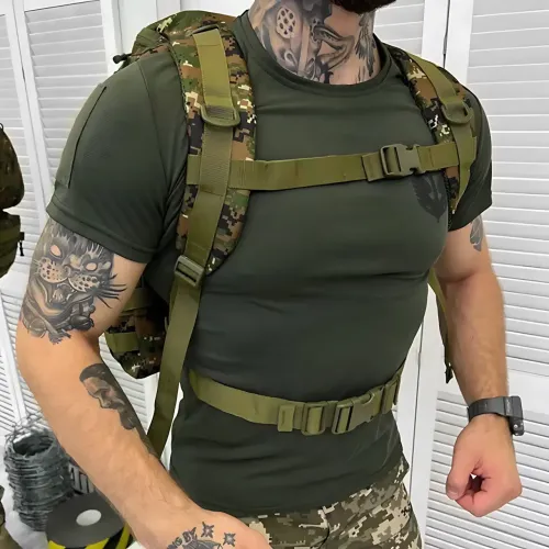 Тактический рюкзак с подсумками B08, туристический военный рюкзак molle 55 л, 55х40х25 см, пиксель оксфорд - фото 8