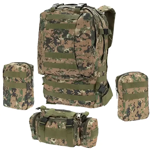 Тактический рюкзак с подсумками B08, туристический военный рюкзак molle 55 л, 55х40х25 см, пиксель оксфорд - фото 7