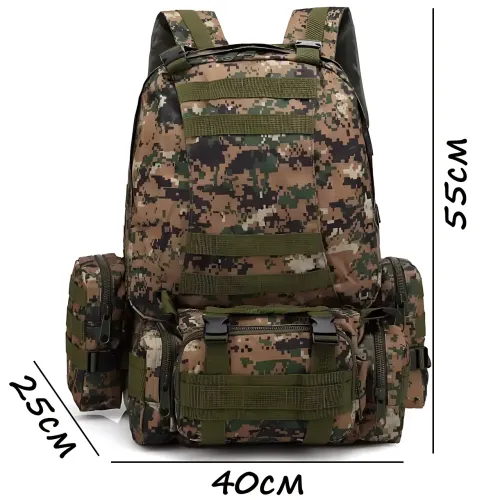 Тактический рюкзак с подсумками B08, туристический военный рюкзак molle 55 л, 55х40х25 см, пиксель оксфорд - фото 6