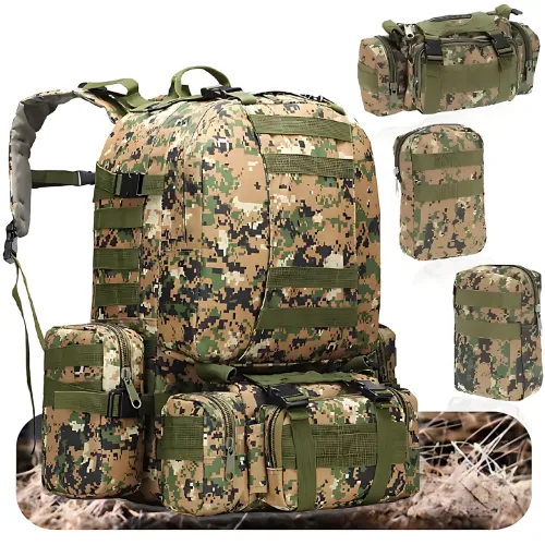 Тактический рюкзак с подсумками B08, туристический военный рюкзак molle 55 л, 55х40х25 см, пиксель оксфорд