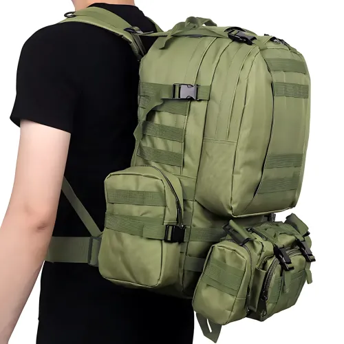 Тактический рюкзак с подсумками B08, туристический военный рюкзак molle 55 литров, 55х40х25 см, оливковый - фото 6