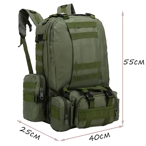 Тактический рюкзак с подсумками B08, туристический военный рюкзак molle 55 литров, 55х40х25 см, оливковый - фото 8