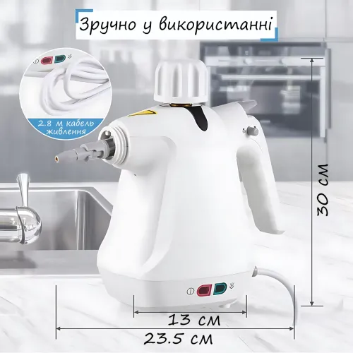 Многофункциональный портативный ручной пароочиститель Handheld Steam Cleaner, 1000 Вт, 3 бар, 350 мл - фото 8