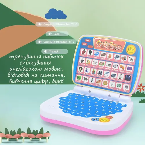 Дитячий навчальний ноутбук AH-802Y StudyGame для вивчення англійської мови, рожевий - фото 7