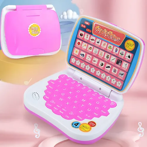 Дитячий навчальний ноутбук AH-802Y StudyGame для вивчення англійської мови, рожевий
