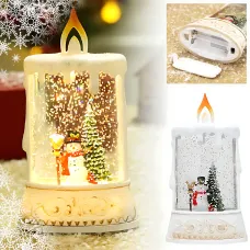 Праздничный ночник WDL 23005C XMAS, с фигуркой снеговика, елкой, с имитацией снежной метели, работа от 2-х АА